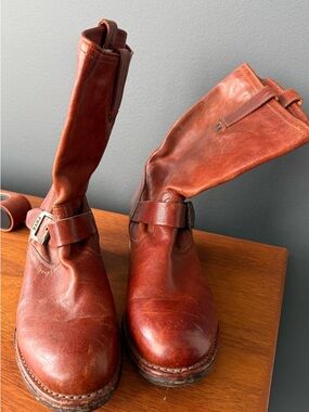 Frye Brown short leather boot.